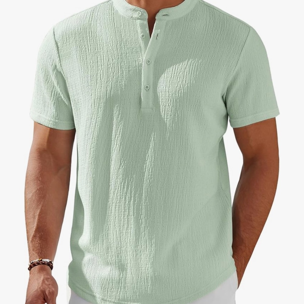 Men's Mint Green Textured Casual Shirt